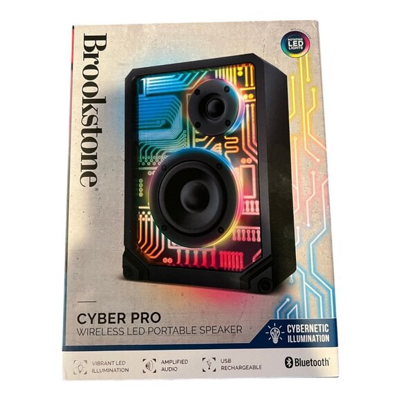Brookstone Cyber Pro Wireless LED Portable Speaker Multicolored Bluetooth - Picture 2 of 7